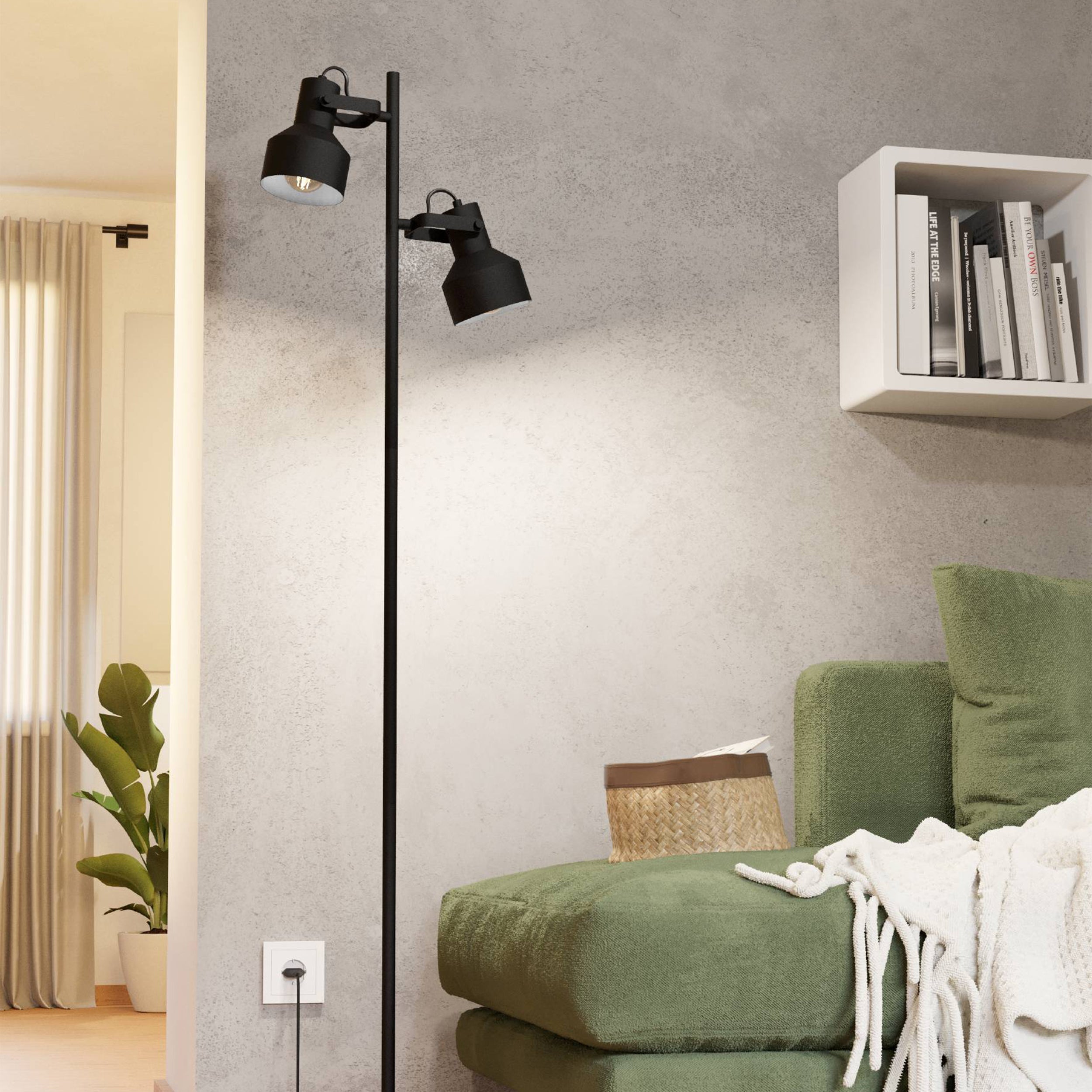 EGLO Casibare Adjustable Steel Floor Lamp Black