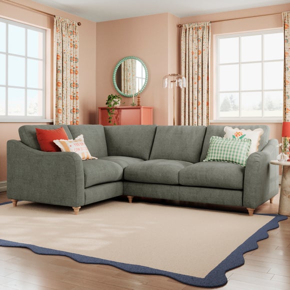 Hattie Tonal Plush Chenille Corner Sofa Tonal Plush Chenille Grey