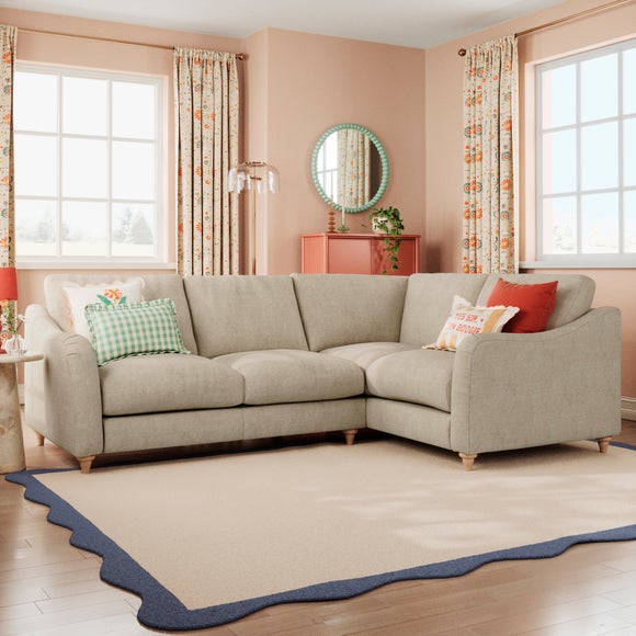Hattie Tonal Plush Chenille Corner Sofa Tonal Plush Chenille Natural