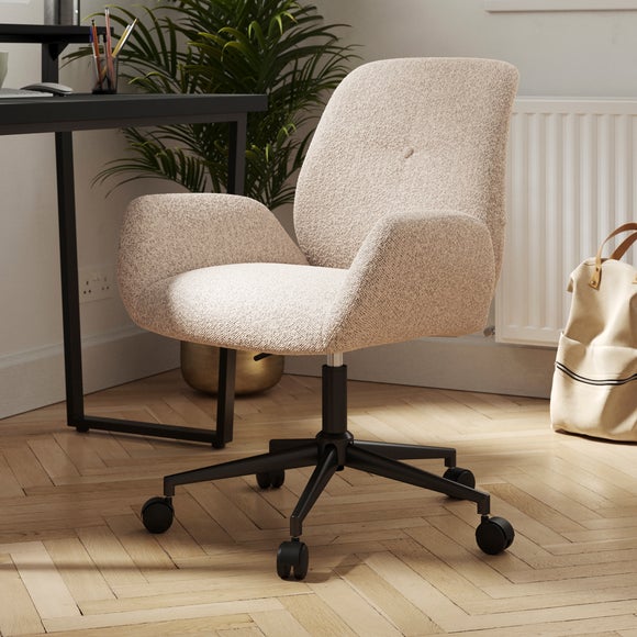 Ginny Boucle Office Chair Cream Dunelm