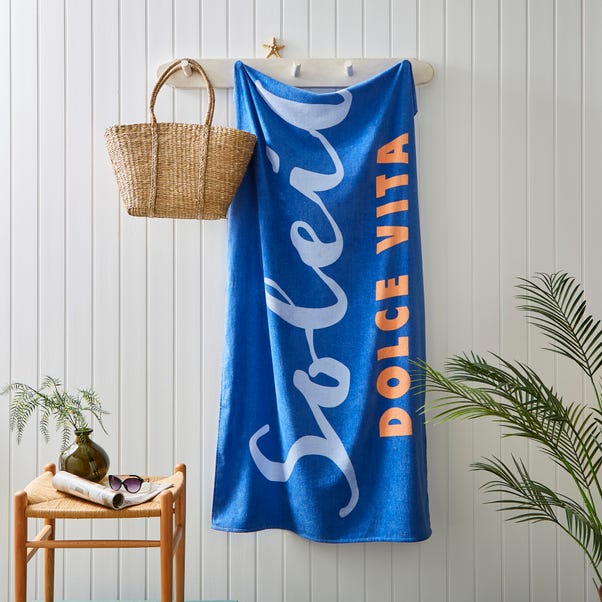 Blue Soleil Cotton Printed Beach Towel image 1 of 3