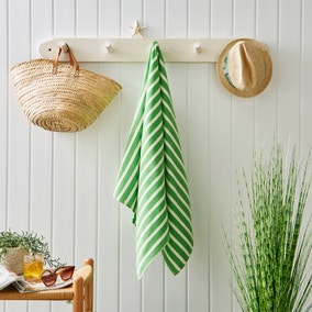 Kiwi Green Stripe Cotton Printed Beach Towel