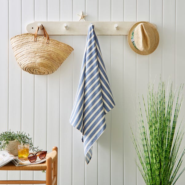 Ashley Blue Stripe Cotton Printed Beach Towel image 1 of 3