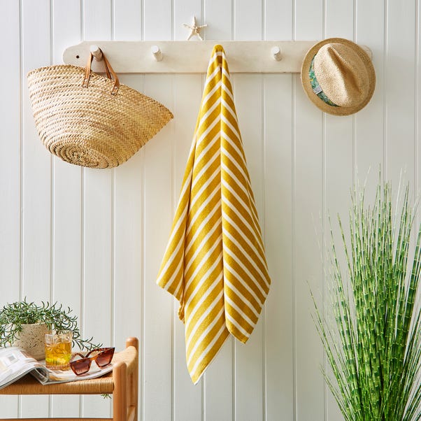 Yellow Stripe Cotton Printed Beach Towel image 1 of 3