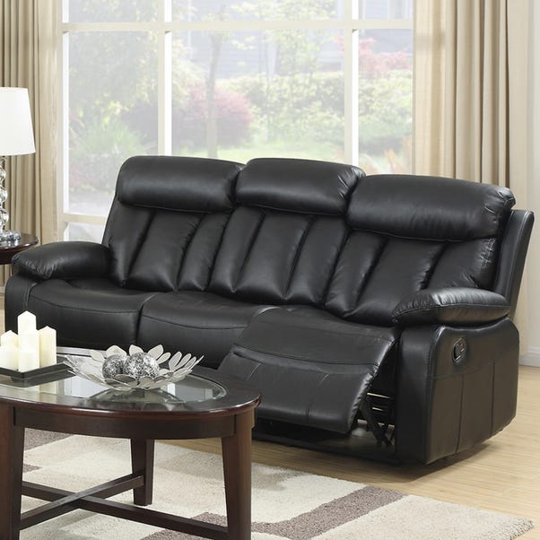 Merrion Faux Leather 3 Seater Manual Recliner Sofa image 1 of 3