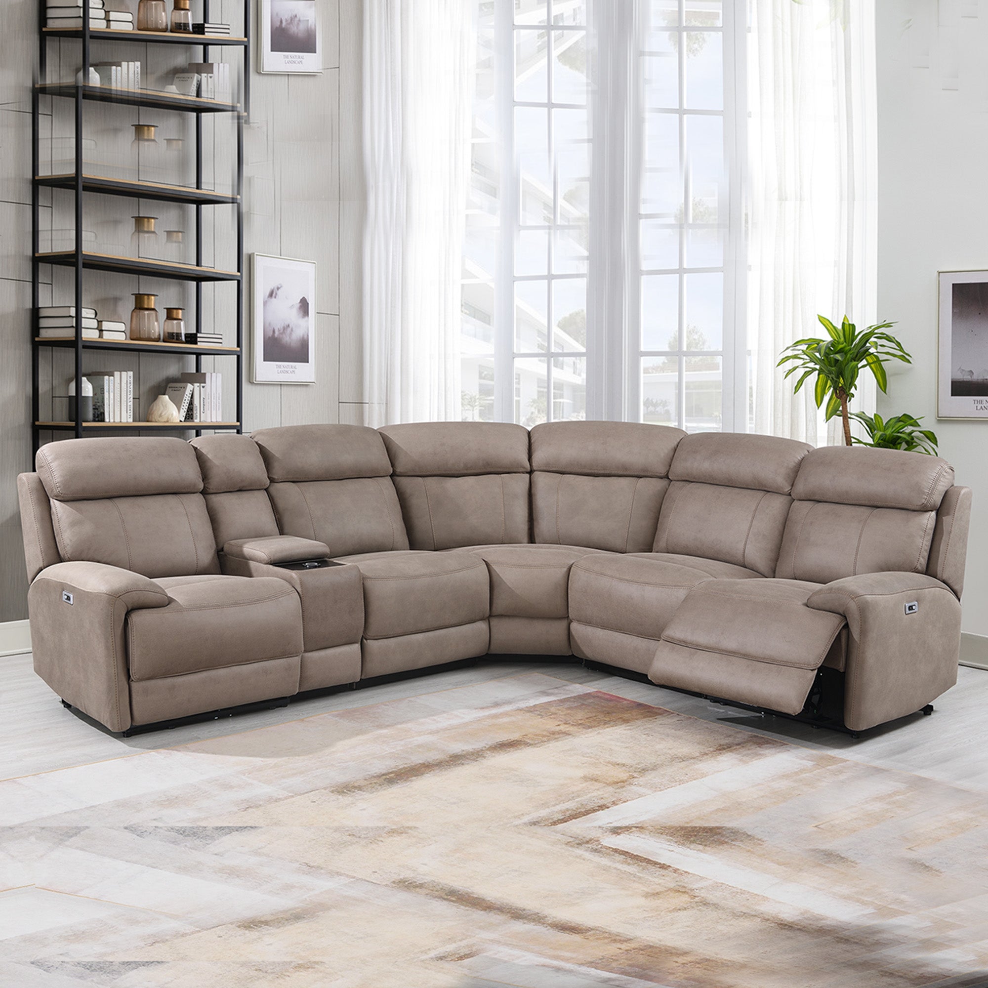Campbell 2 Seater Electric Reclining Sofa With Integrated Wireless Charger And Speakers Beige