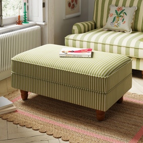 Beatrice Pinstripe Green Large Footstool