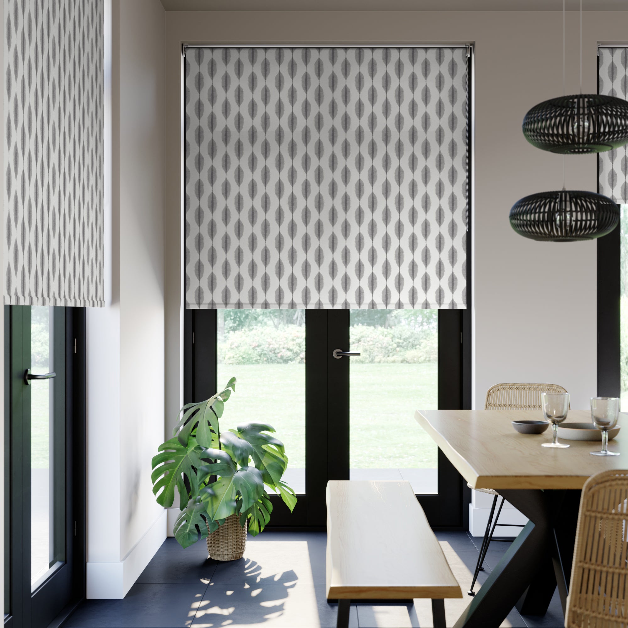 Ikat Daylight Made to Measure Roller Blind Fabric Sample Ikat Graphite