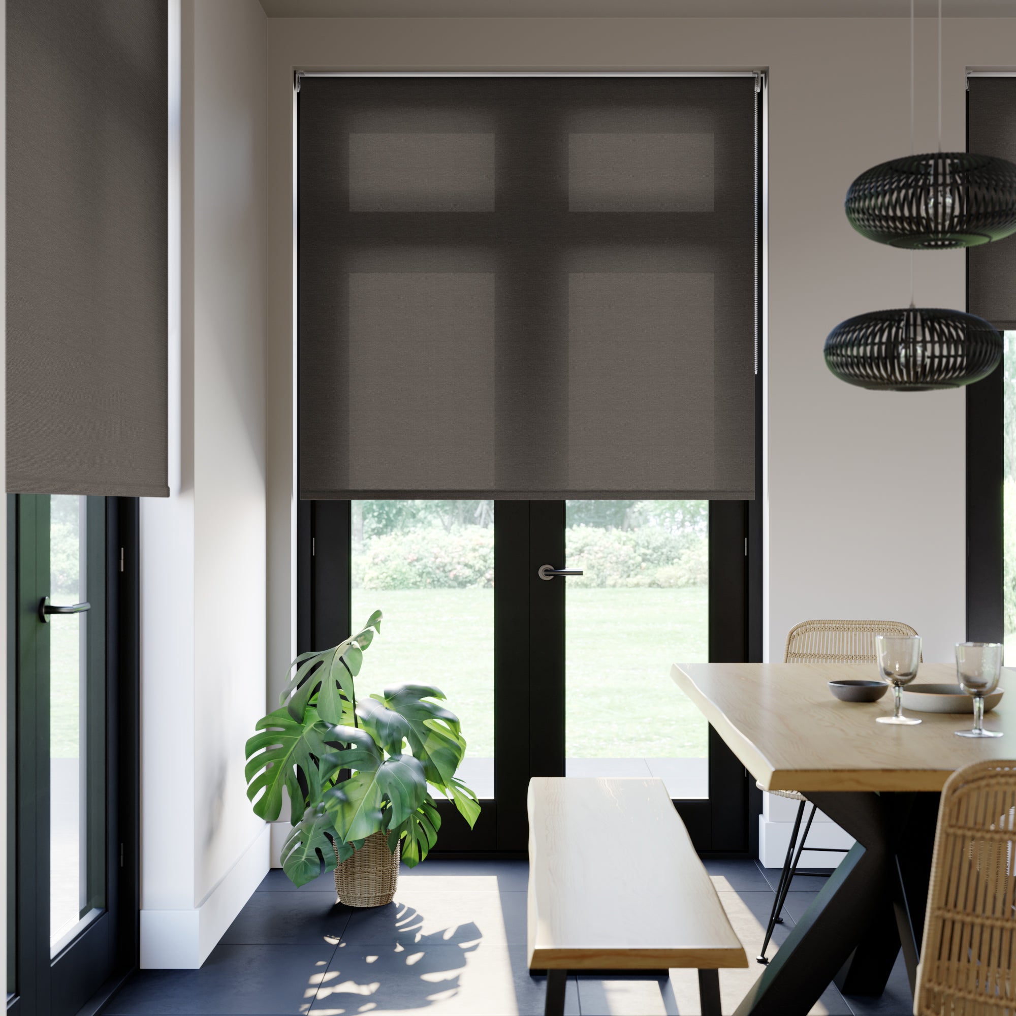 Banbury Daylight Made to Measure Roller Blind Fabric Sample Banbury Charcoal