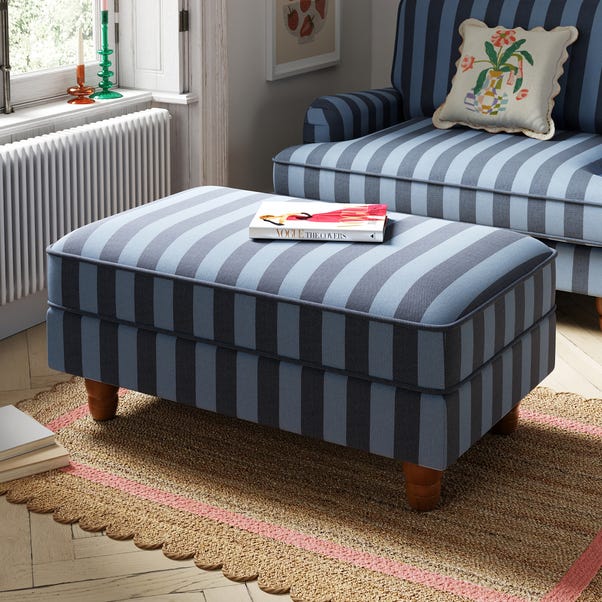 Beatrice Two Tone Woven Stripe Large Storage Footstool image 1 of 8