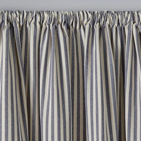 Linford Navy Stripe Slot Top Curtains