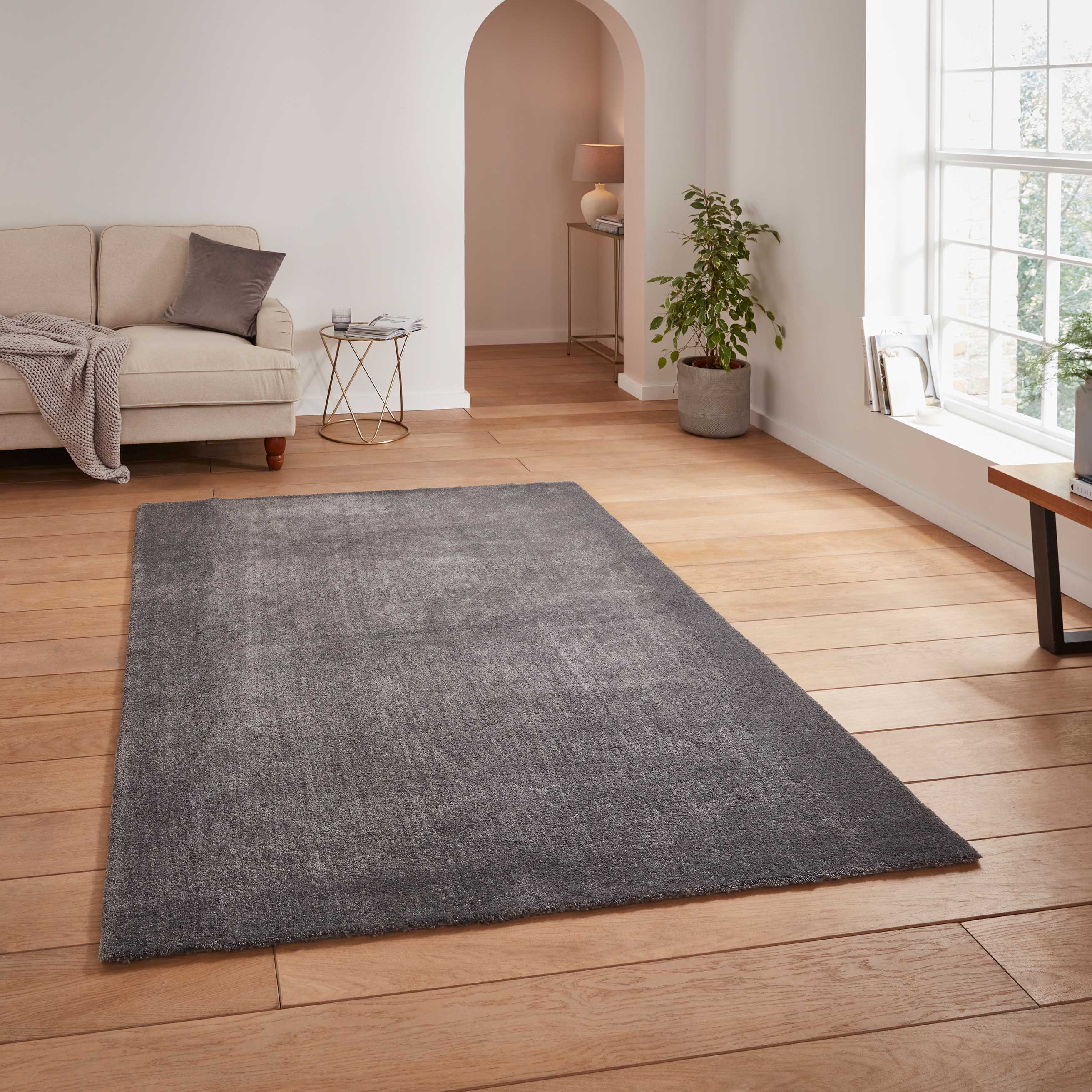 Cove Washable Rug Dark Grey