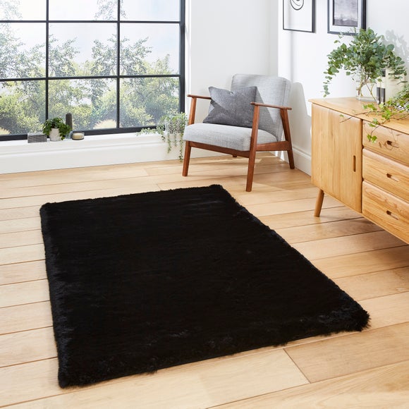 Super Teddy Rectangle Rug Black