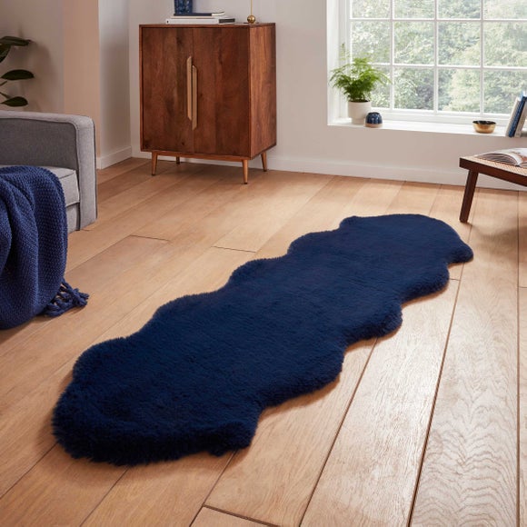 Super Teddy Sheepskin Rug Navy Blue