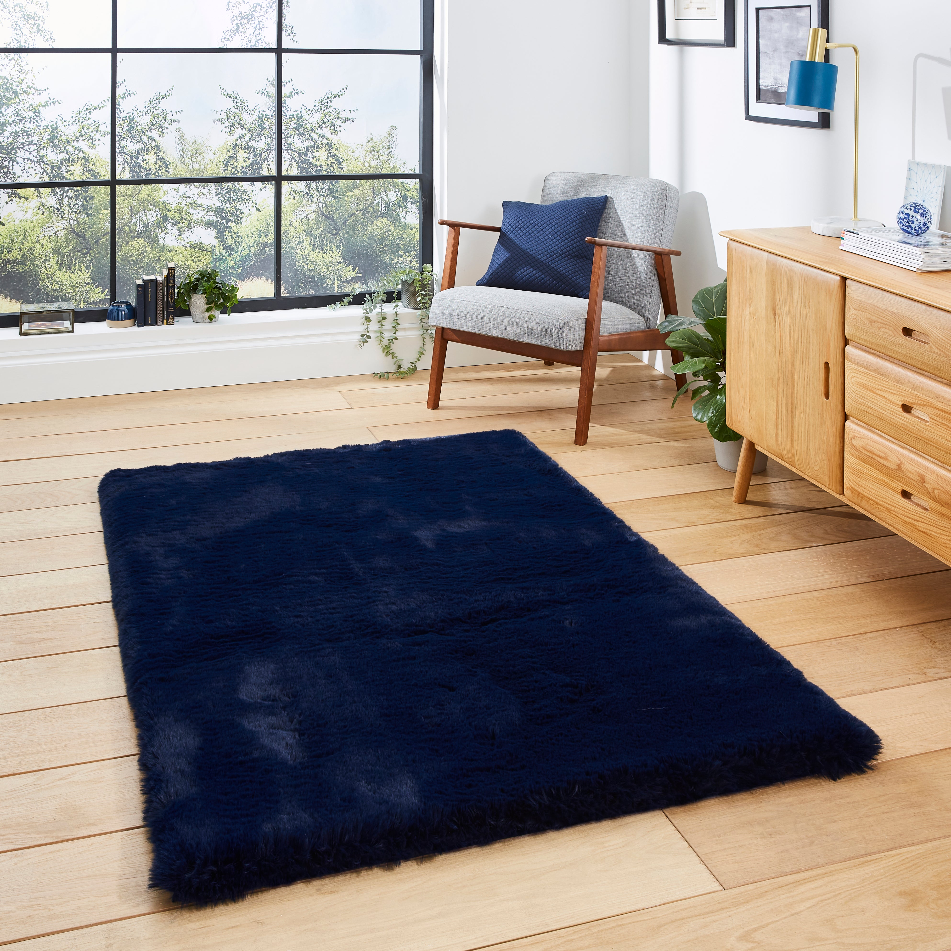 Super Teddy Rectangle Rug Navy