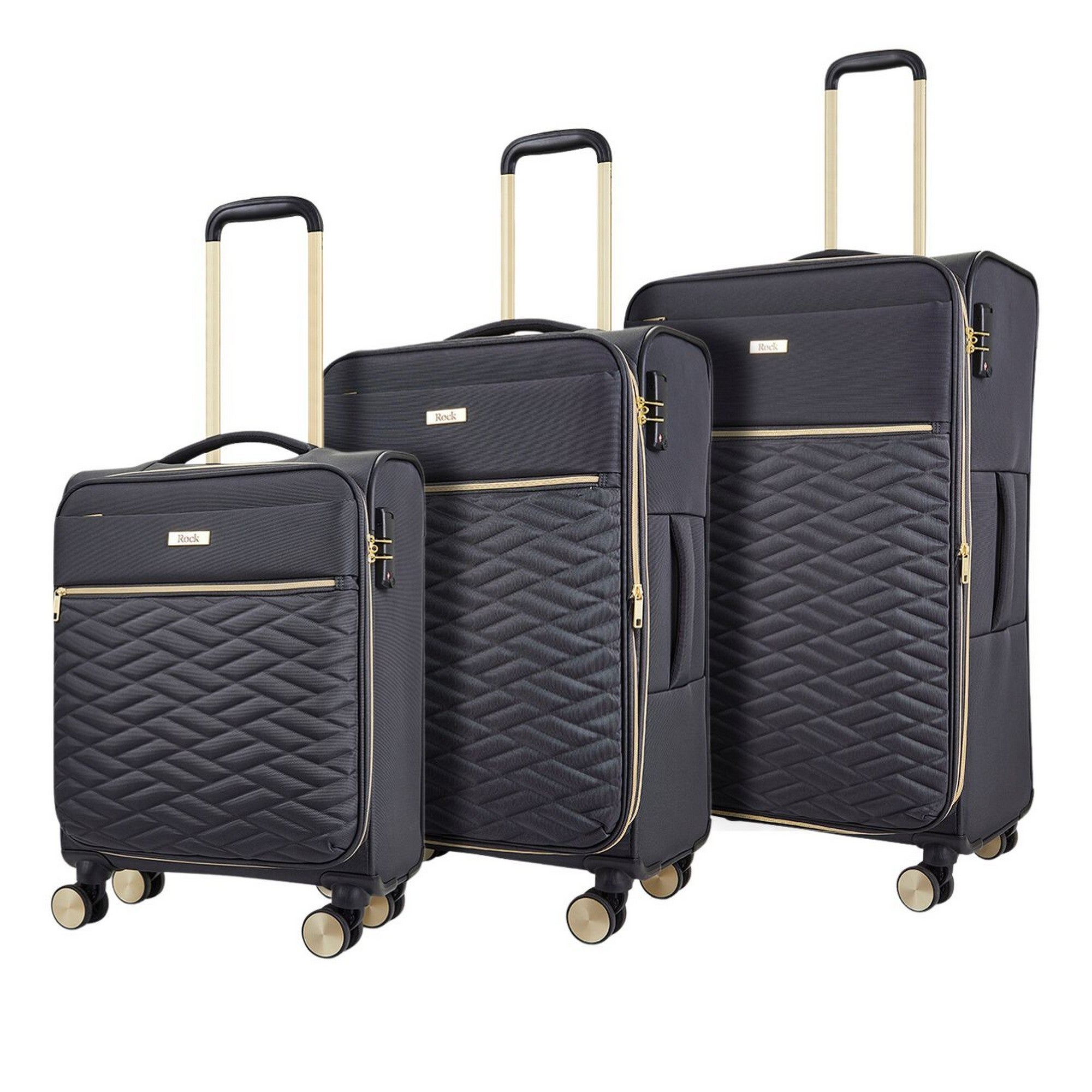 Rock Luggage Sloane Set of 3 Suitcases Charcoal