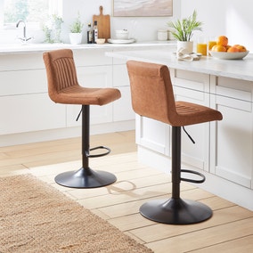 Felix Counter Adjustable Height Swivel Bar Stool, Faux Leather