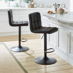 Jasmine Adjustable Height Swivel Bar Stool- Faux Leather