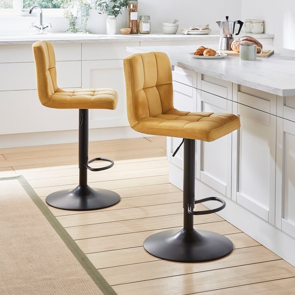 Jasmine Adjustable Height Swivel Bar Stool Powder Coated Base