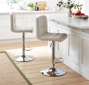 Jasmine Adjustable Height Swivel Bar Stool- Faux Leather