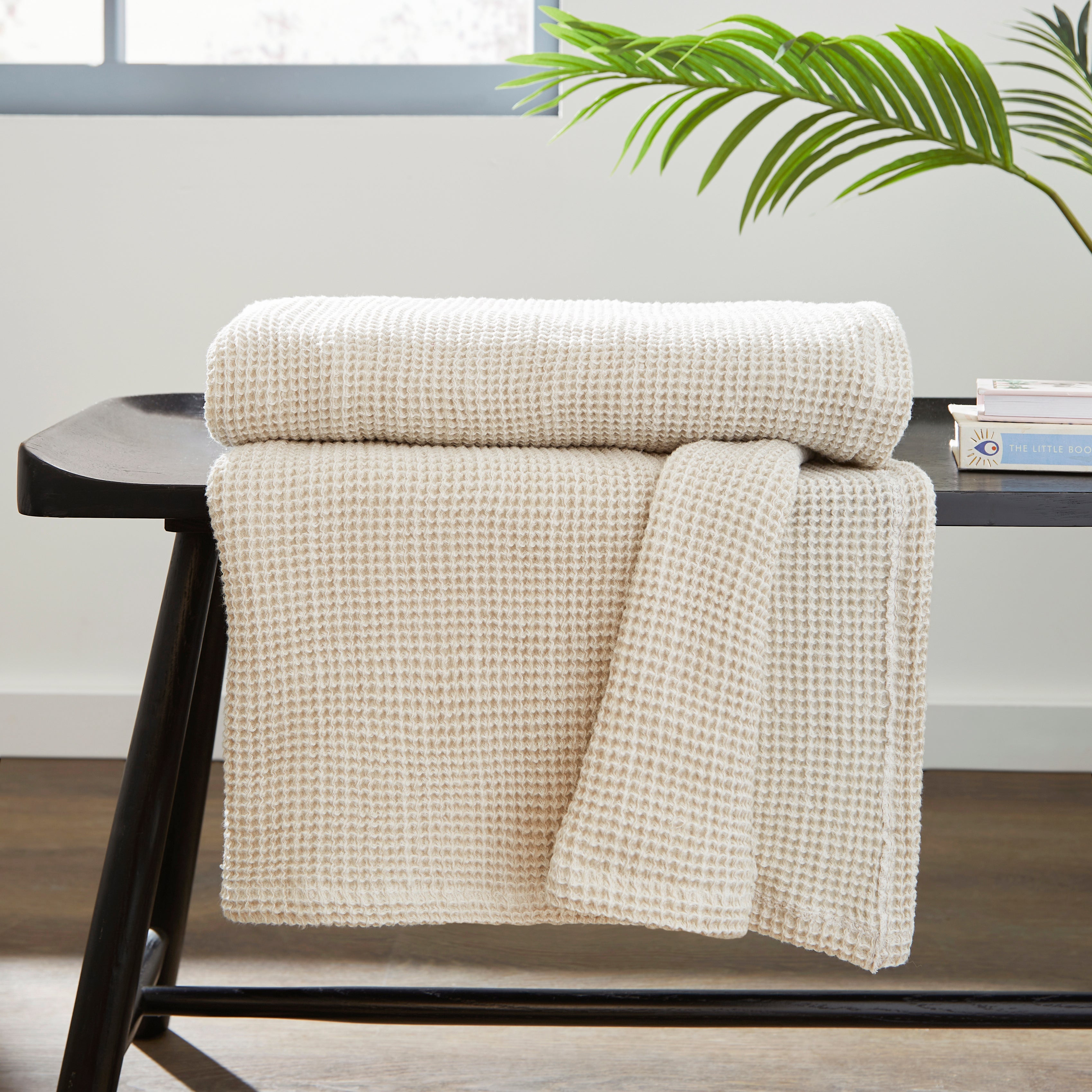 Remade Rinna 100 Recycled Waffle Throw Natural