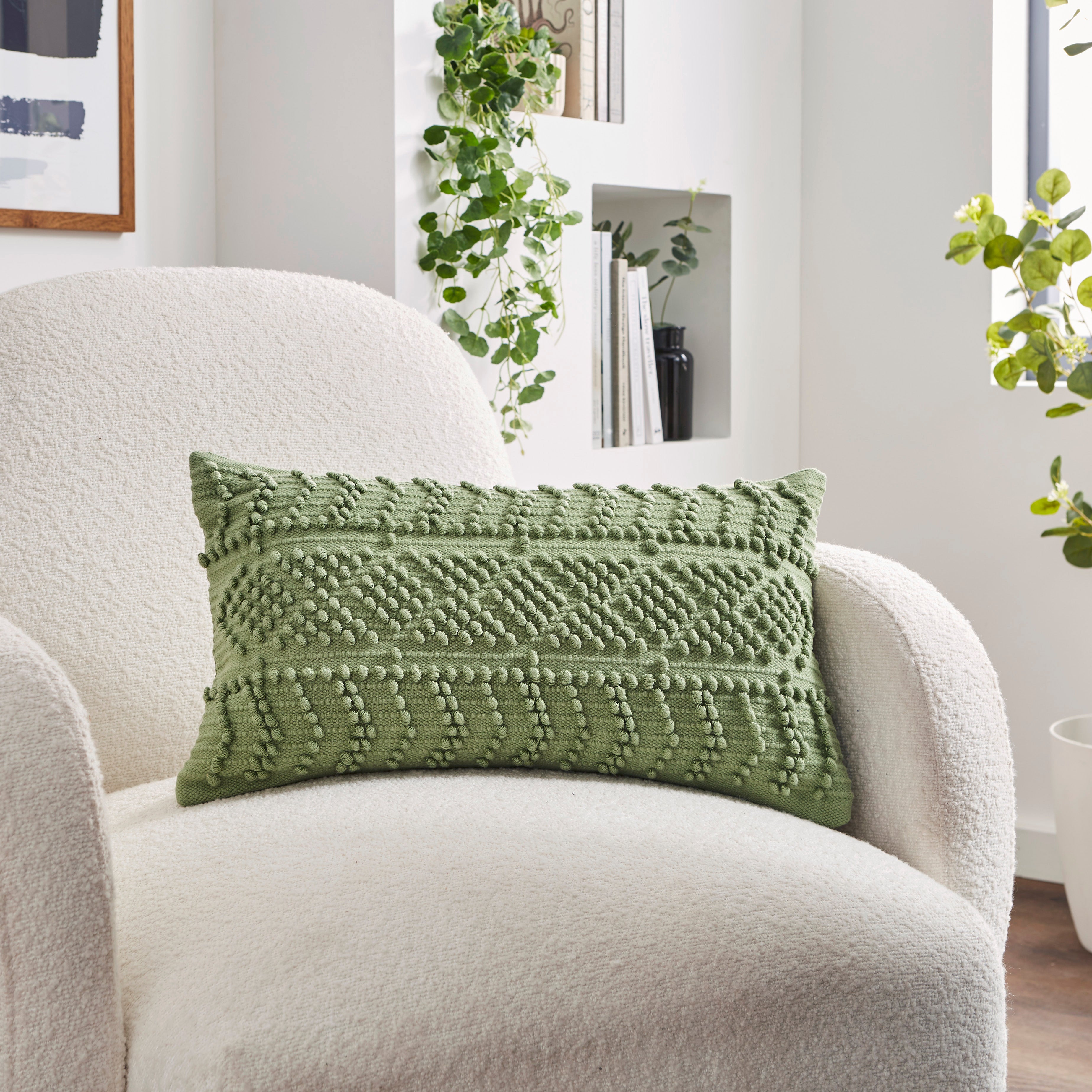 Bobble Rectangular Cushion Green