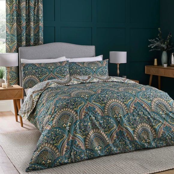 Palais Reversible Teal Duvet Cover And Pillowcase Set