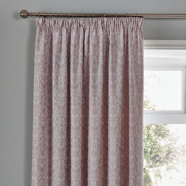 Woven Hawthorne Lavender Pair of Pencil Pleat Curtains With Tie Backs image 1 of 4