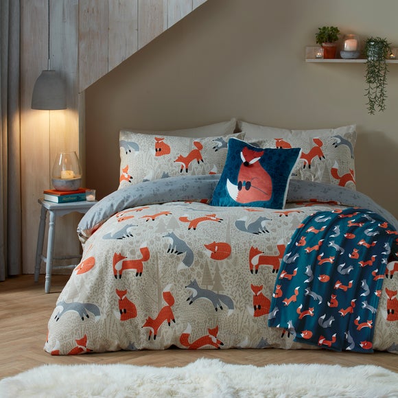 Fusion Snug Foraging Fox Natural Duvet Cover And Pillowcase Set