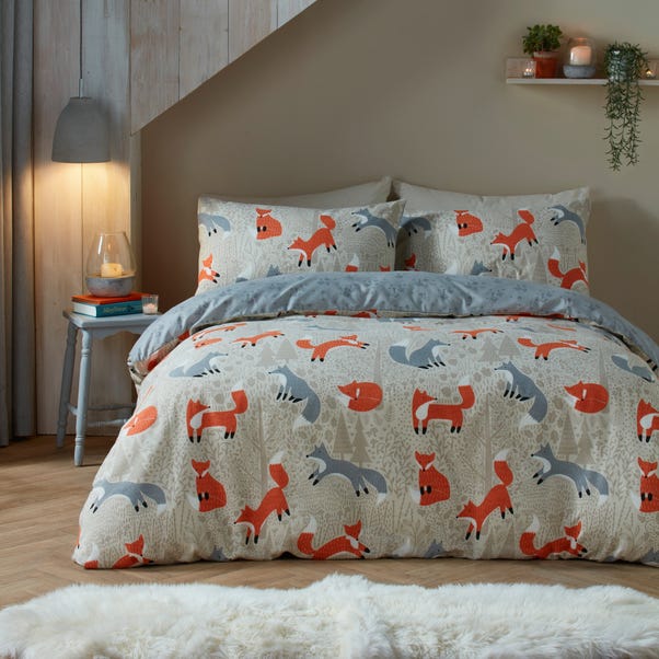 Fusion Snug Foraging Fox Natural Duvet Cover and Pillowcase Set image 1 of 4