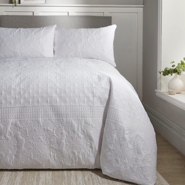 Serene Avery Stripe White Duvet Cover and Pillowcase Set image 1 of 5