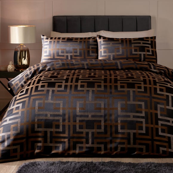 Soiree Bardon Black Duvet Cover And Pillowcase Set