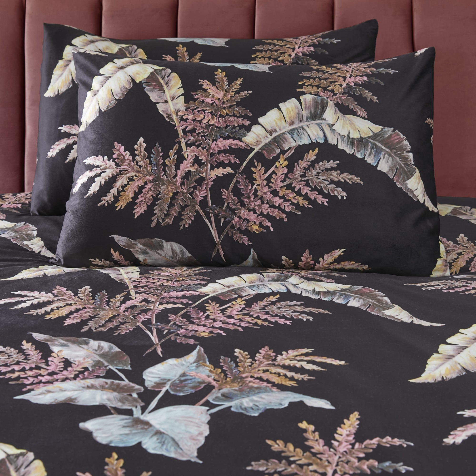 Soiree Josette Black Duvet Cover and Pillowcase Set | Dunelm