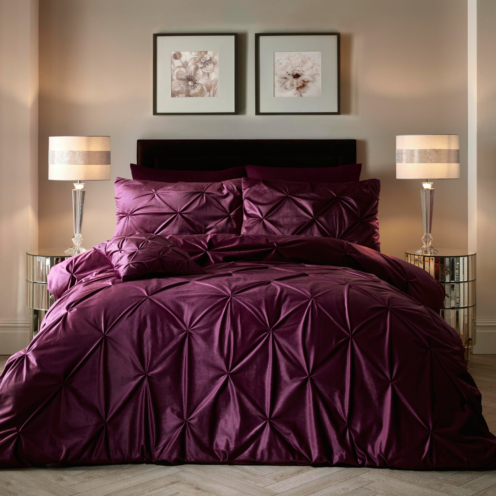 Soiree Mira Damson Duvet Cover And Pillowcase Set Damson Purple