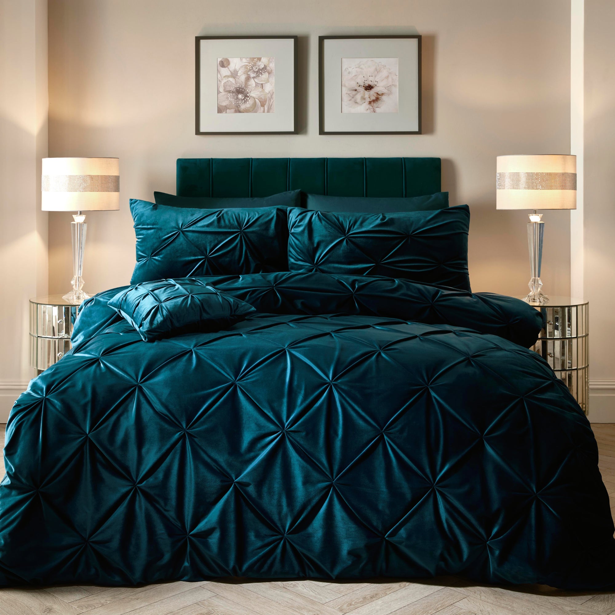 Soiree Mira Teal Duvet Cover And Pillowcase Set Teal Green