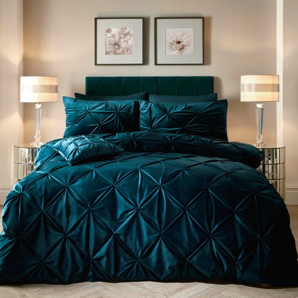Soiree Mira Teal Duvet Cover and Pillowcase Set image 1 of 4