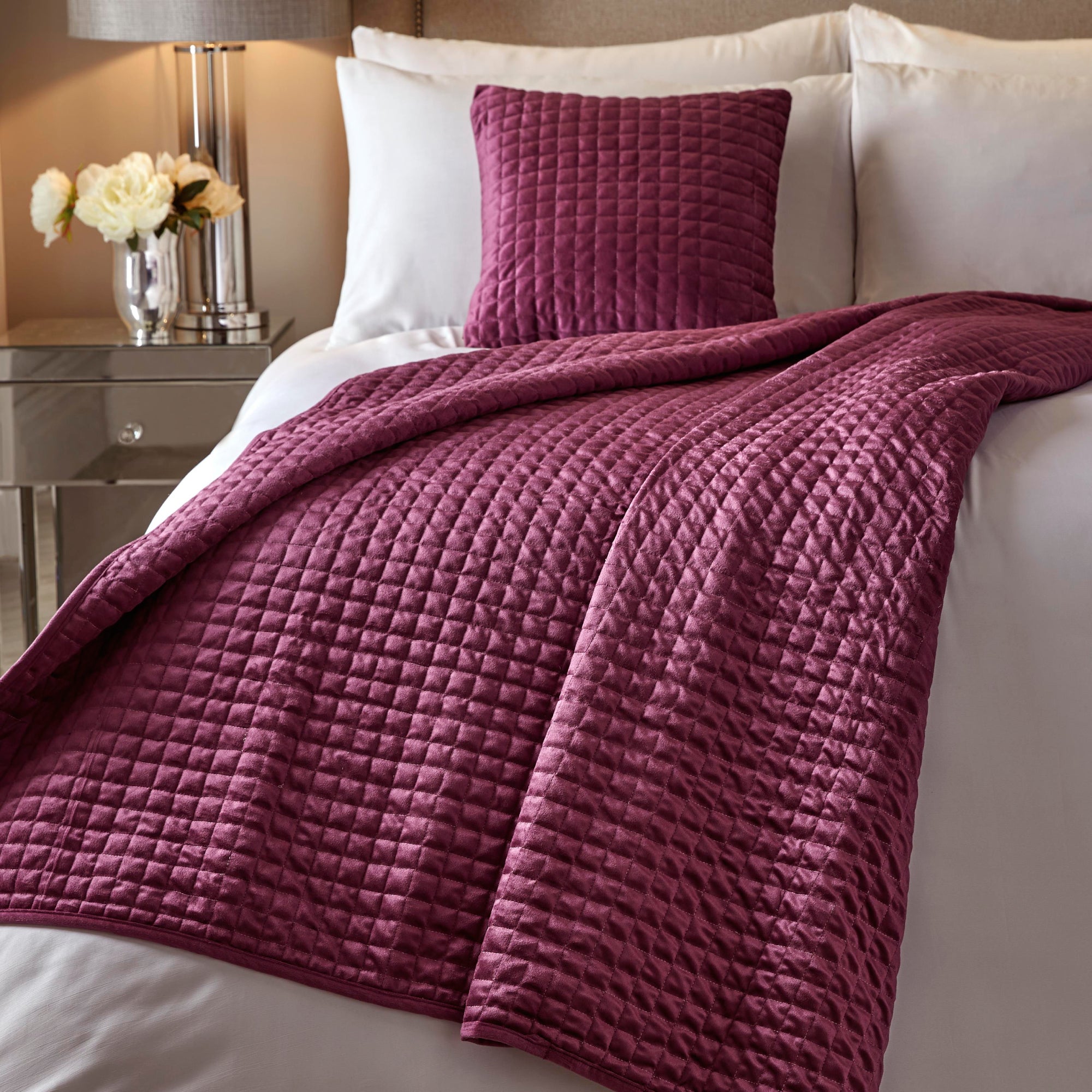 Soiree Stella Bedspread 150cm X 220cm Damson Purple