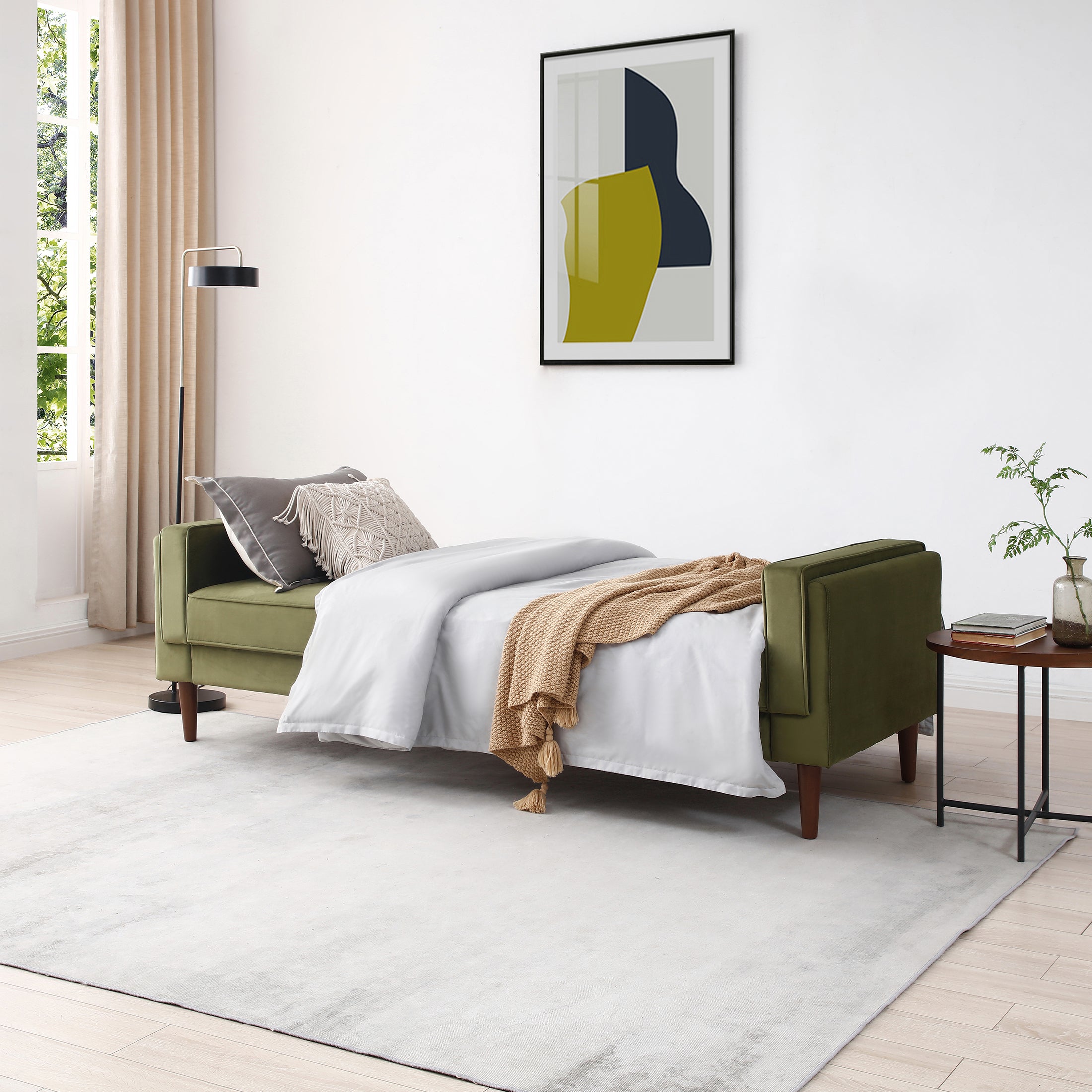 Brady Velvet Sofa Bed Olive Green