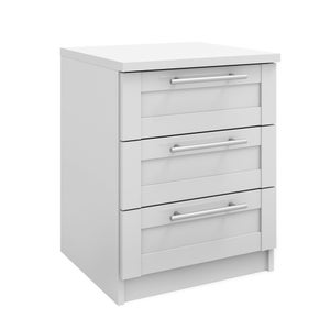 Sudbury Framed 3 Drawer Bedside Table- White