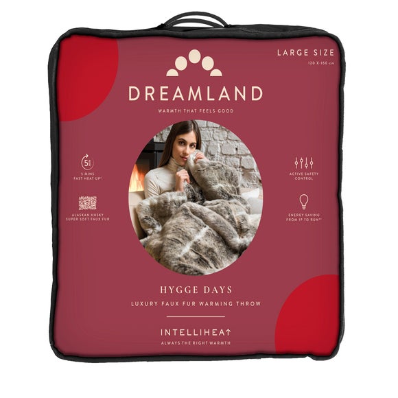 Dreamland Intelliheat Alaskan Husky Faux Fur Heated Throw Blanket