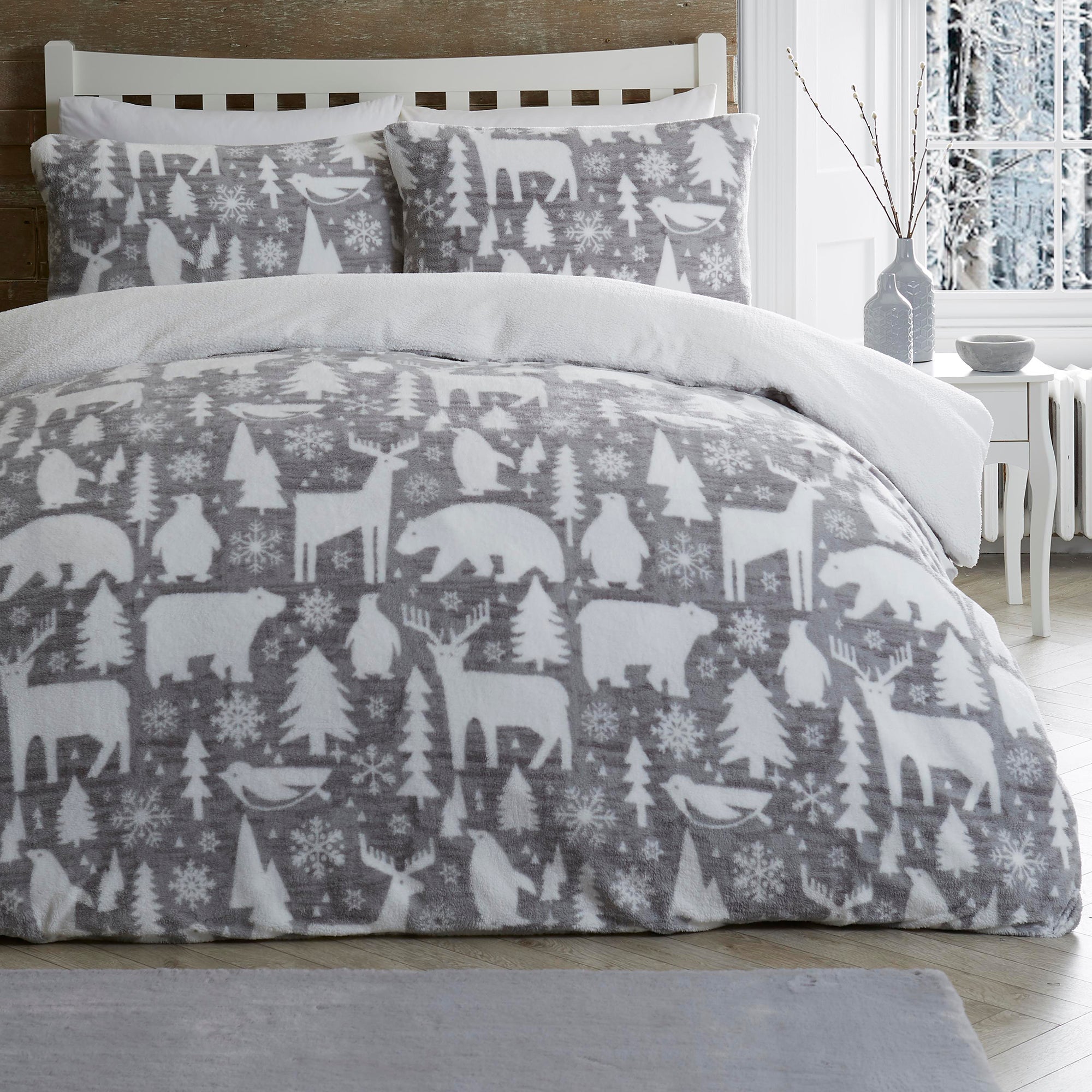 Fusion Arctic Animals Duvet Cover And Pillowcase Set Grey