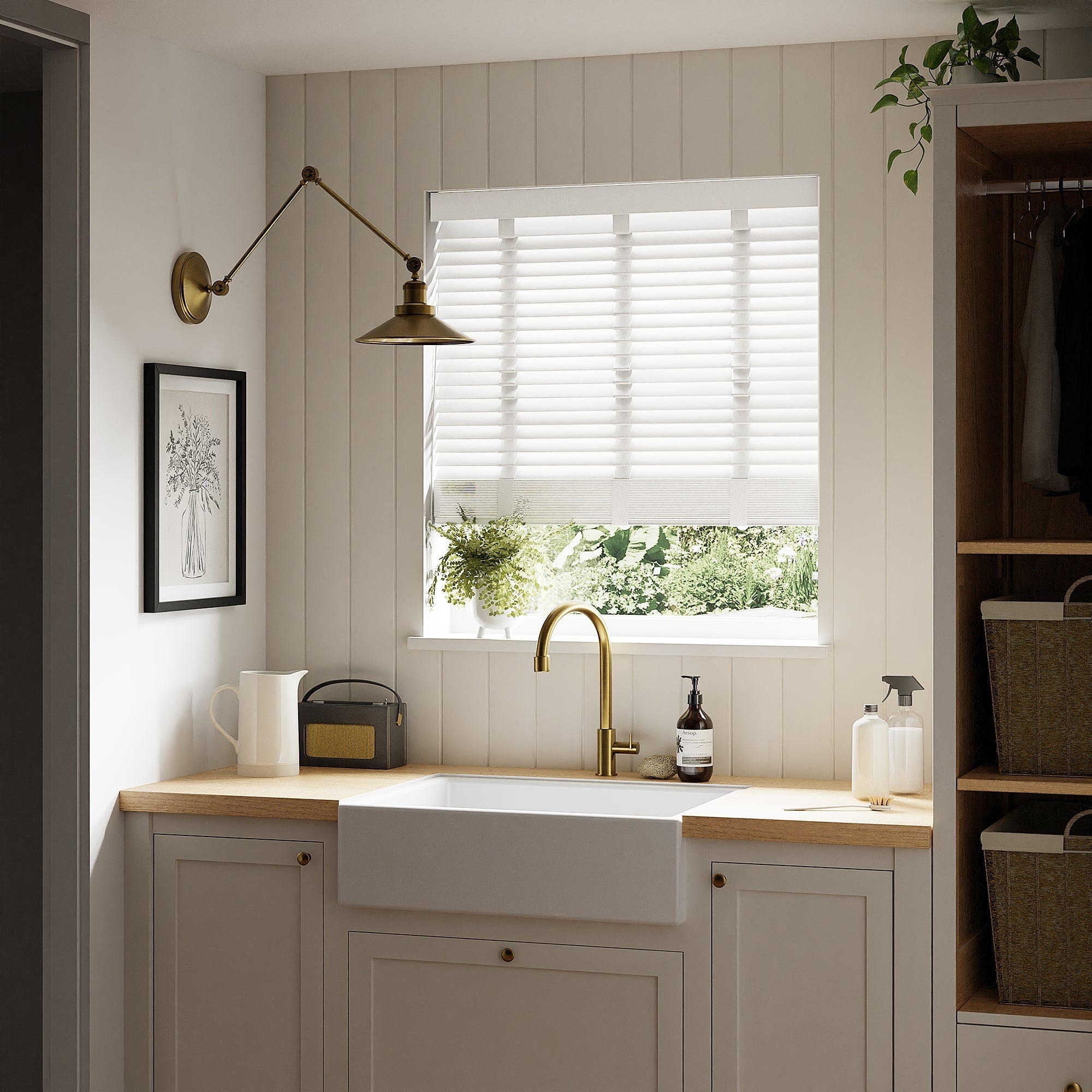 White Fauxwood 50mm Taped Venetian Blind