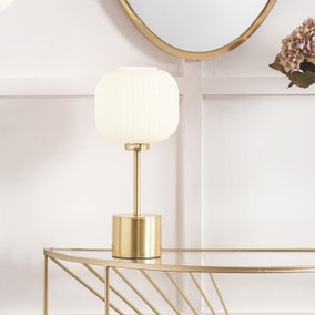 Bella Ribbed Glass Squoval Table Lamp