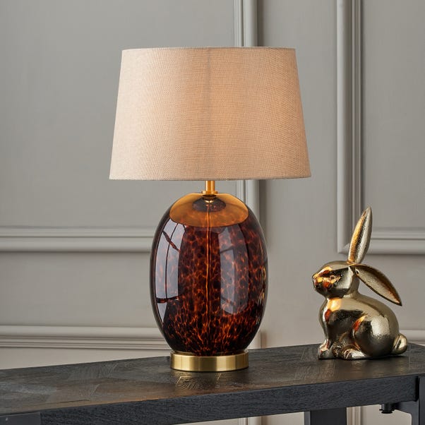 Lucien Tortoiseshell Glass Tall Table Lamp image 1 of 5