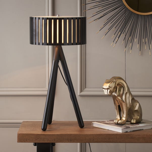 Rabanne Wooden Slat Tripod Table Lamp image 1 of 5