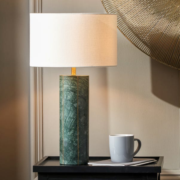 Venetia Green Marble and Gold Tall Table Lamp image 1 of 5