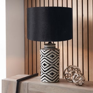 Chirala Tall Ikat Ceramic And Velvet Table Lamp