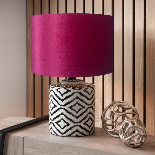Chirala Ikat Ceramic and Velvet Table Lamp image 1 of 5