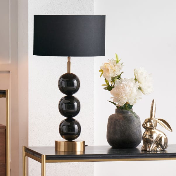 Sofia Black and Gold Enamel 3 Ball Table Lamp image 1 of 3