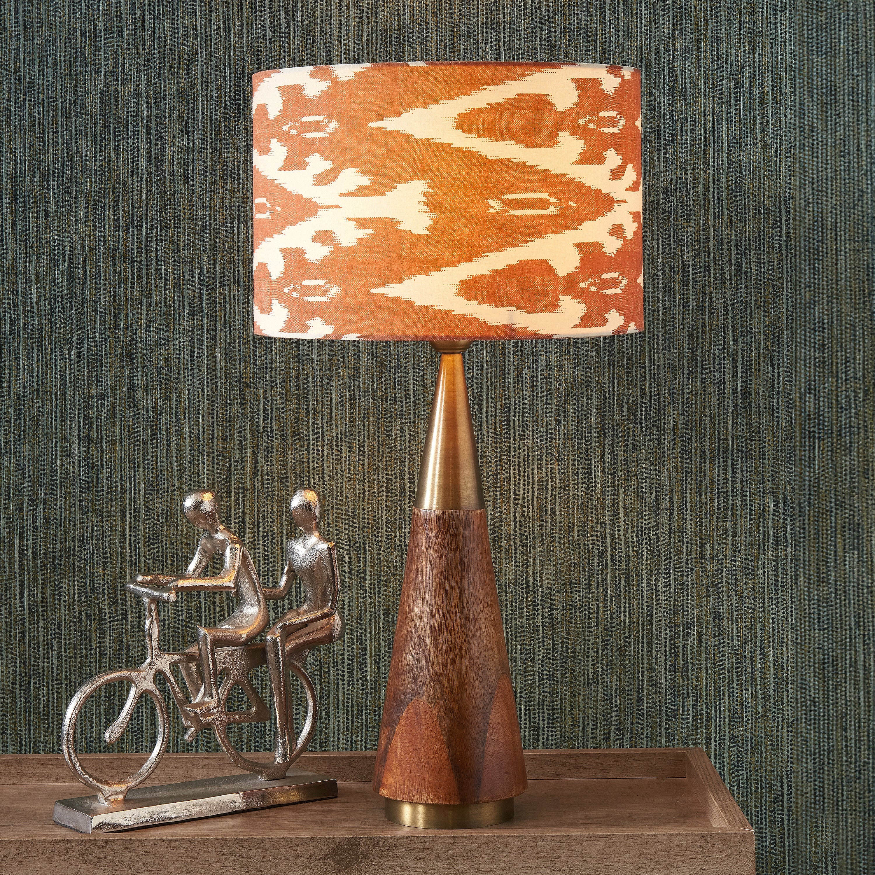 Lars Ikat Patterned Cylinder Lamp Shade Cinnamon